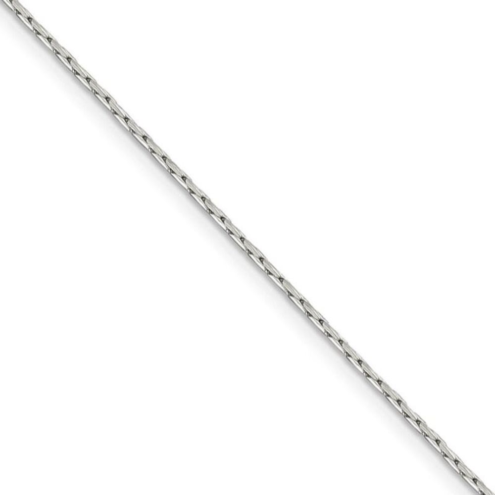 1mm, Sterling Silver Solid Round Box Chain Necklace, 20 Inch